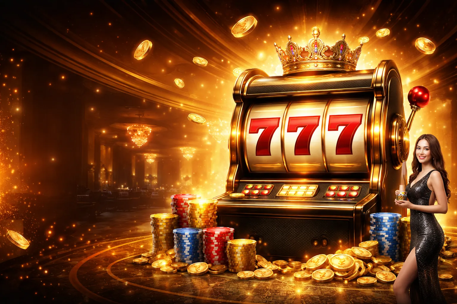 Hình nền 789 Bet Nổ Hũ với máy đánh bạc và tiền vàng